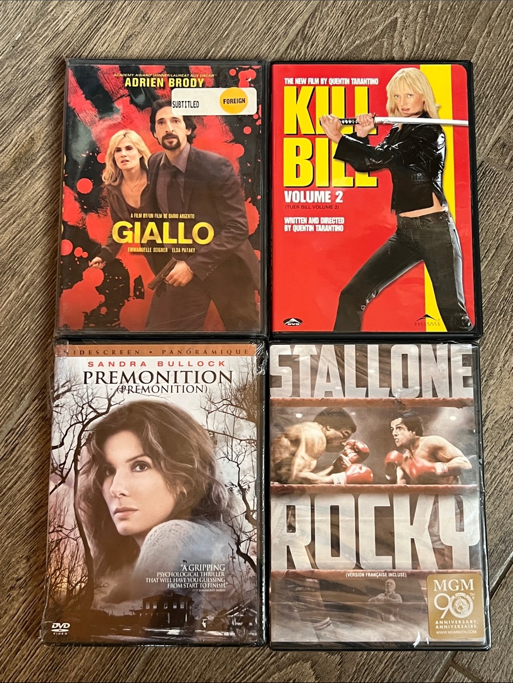 Movie DVD Lot of 4 Kill Bill Vol 2 Rocky Premonition Giallo Action Thriller Dram